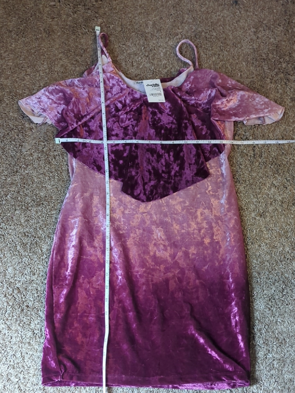 Charlotte Russe Ombre Velvet Cold-Shoulder Slip Dress in Purple/Pink